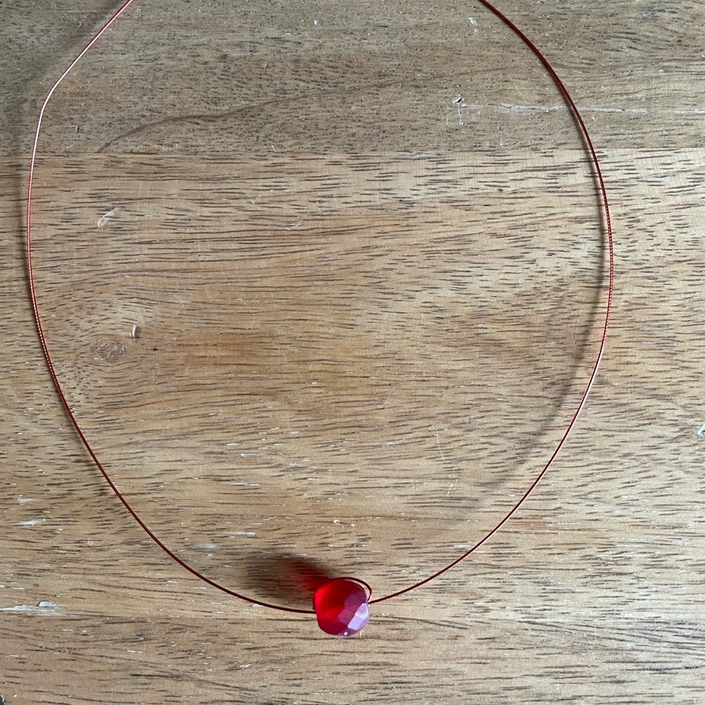 Handcrafted Red glass bead necklace.